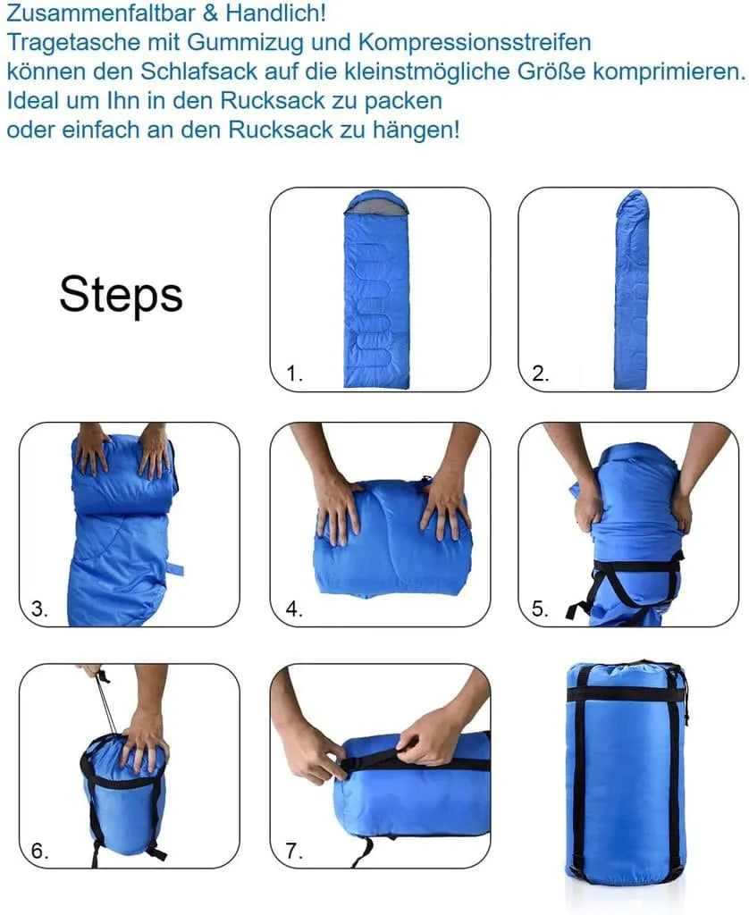  Outdoor-Schlafsack - 210 Cm Schlafsack, 5°C, Kompakter Outdoor-Schlafsack Für Camping, Wandern Und Bergsteigen