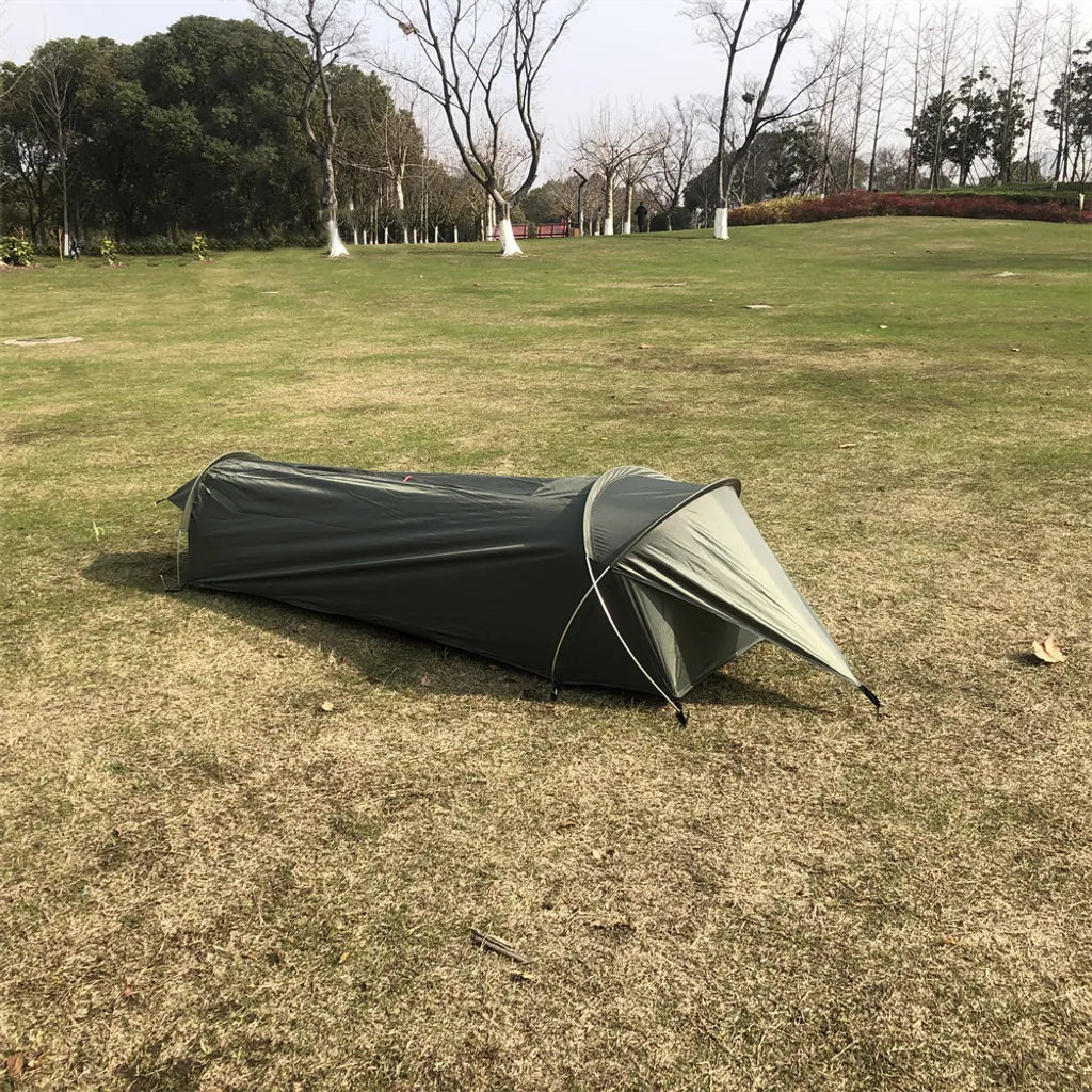  Ultraleichtes Einpersonenzelt, Wasserdichtes Campingzelt Fuer Outdoor-Rucksacktouren, Wandern, Angeln