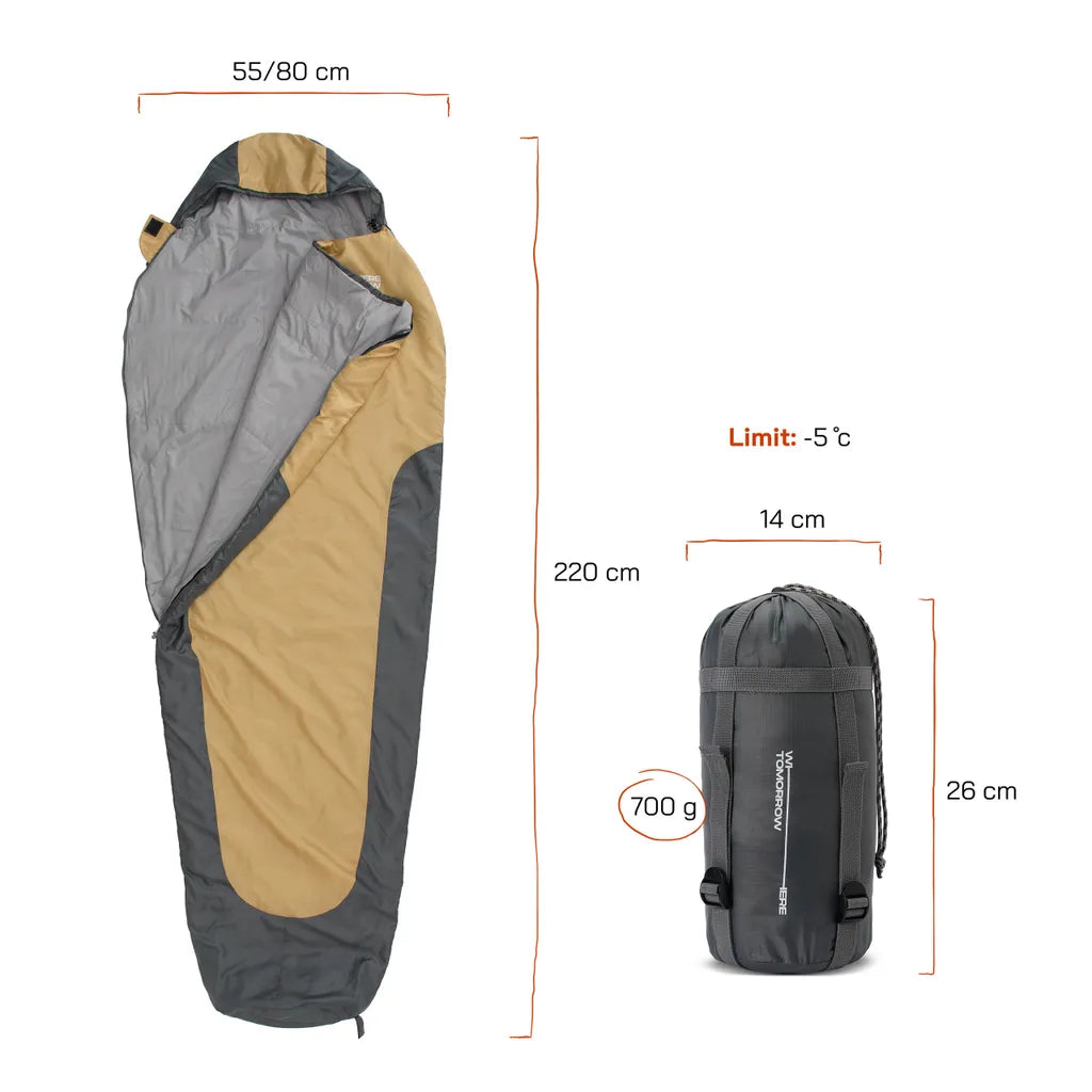  Schlafsack 220x80x50cm Curry / Grau