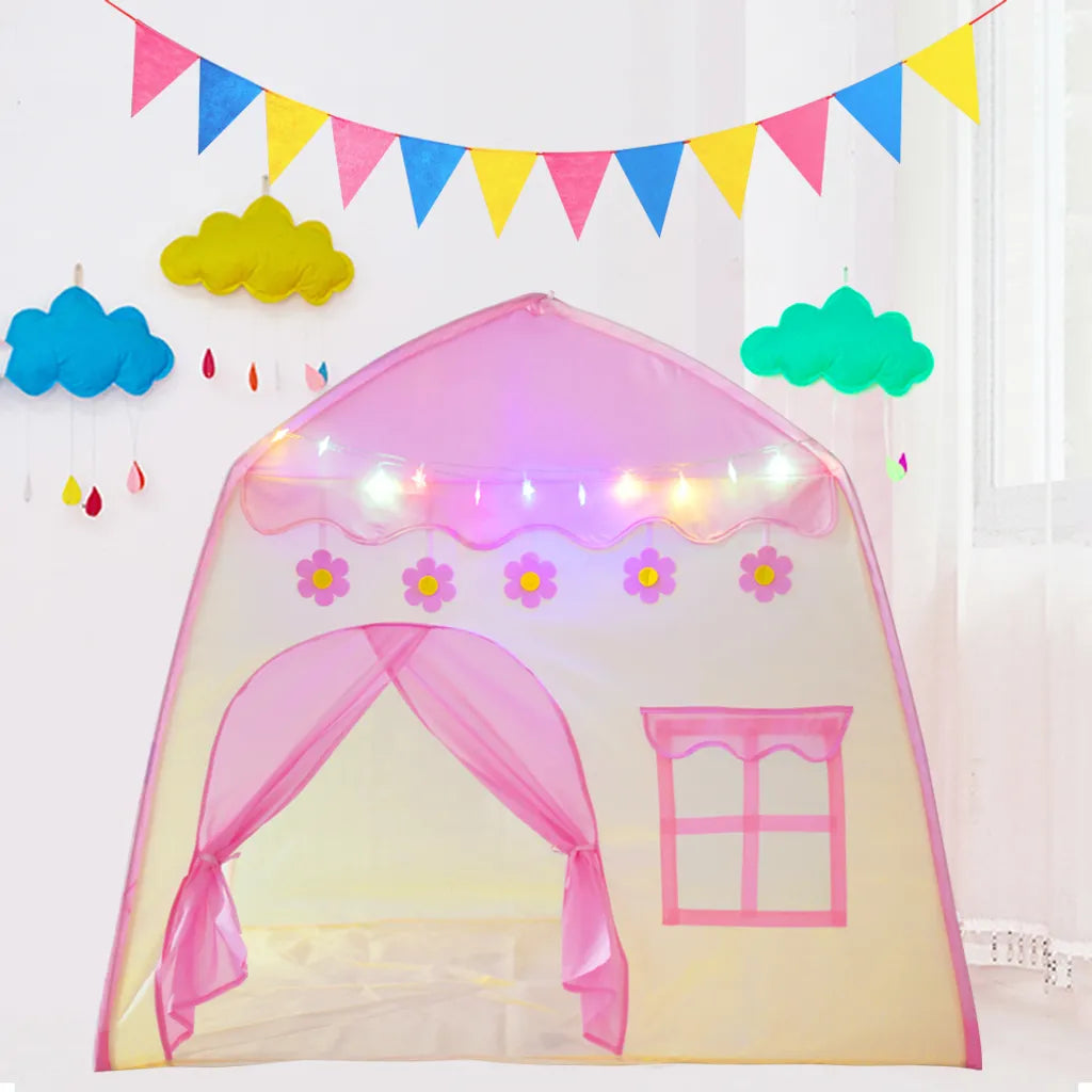  Kinderspielzelt Blühende Blumen Kinderzelt,Spielzelt Prinzessin Traum Schloss Burg Haus Für Mädchen, Im Kinderzimmer, Indoor/innen/außen/draußen,（Pink + Gelb）