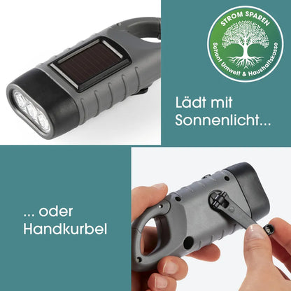  EASYmaxx Solar-Taschenlampe Mit Dynamo Kurbel