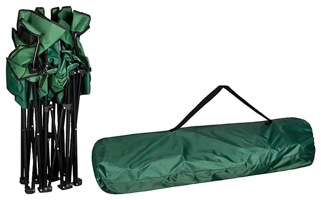  2er Partner Anglerstuhl Campingstuhl Mit Sonnenschirm Und Kühlfach, Farbe:Grün