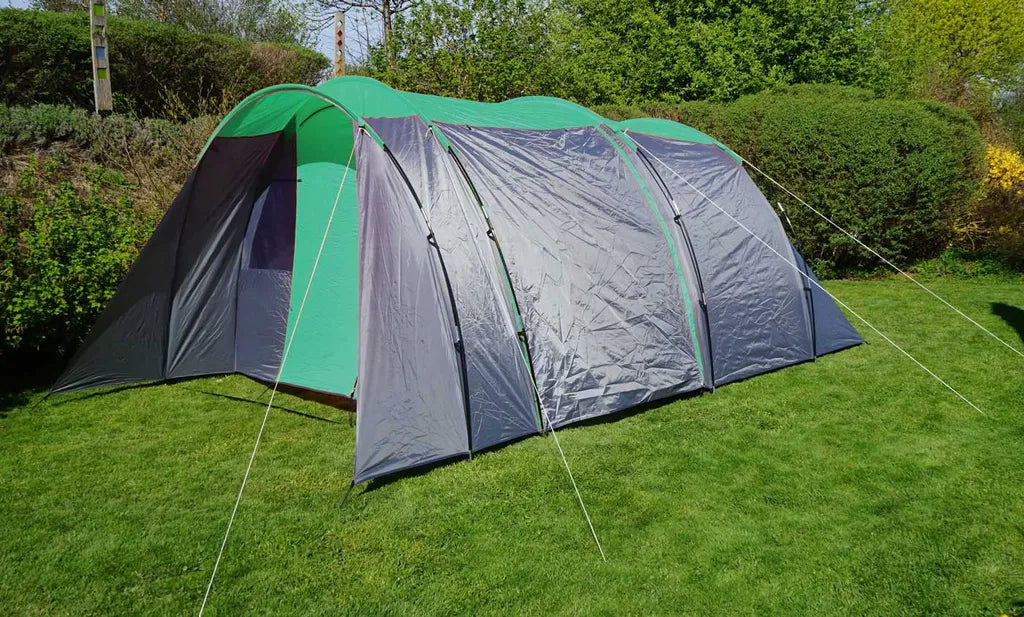  Campingzelt HWC-A99, 6-Mann Zelt Kuppelzelt Festival-Zelt, 6 Personen Grün/grau