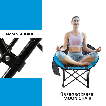  KAHOO Campingstuhl Tragbarer Moon Chair, Campingstuhl Mit Tragetasche, Gepolsterter Sitz, Blau