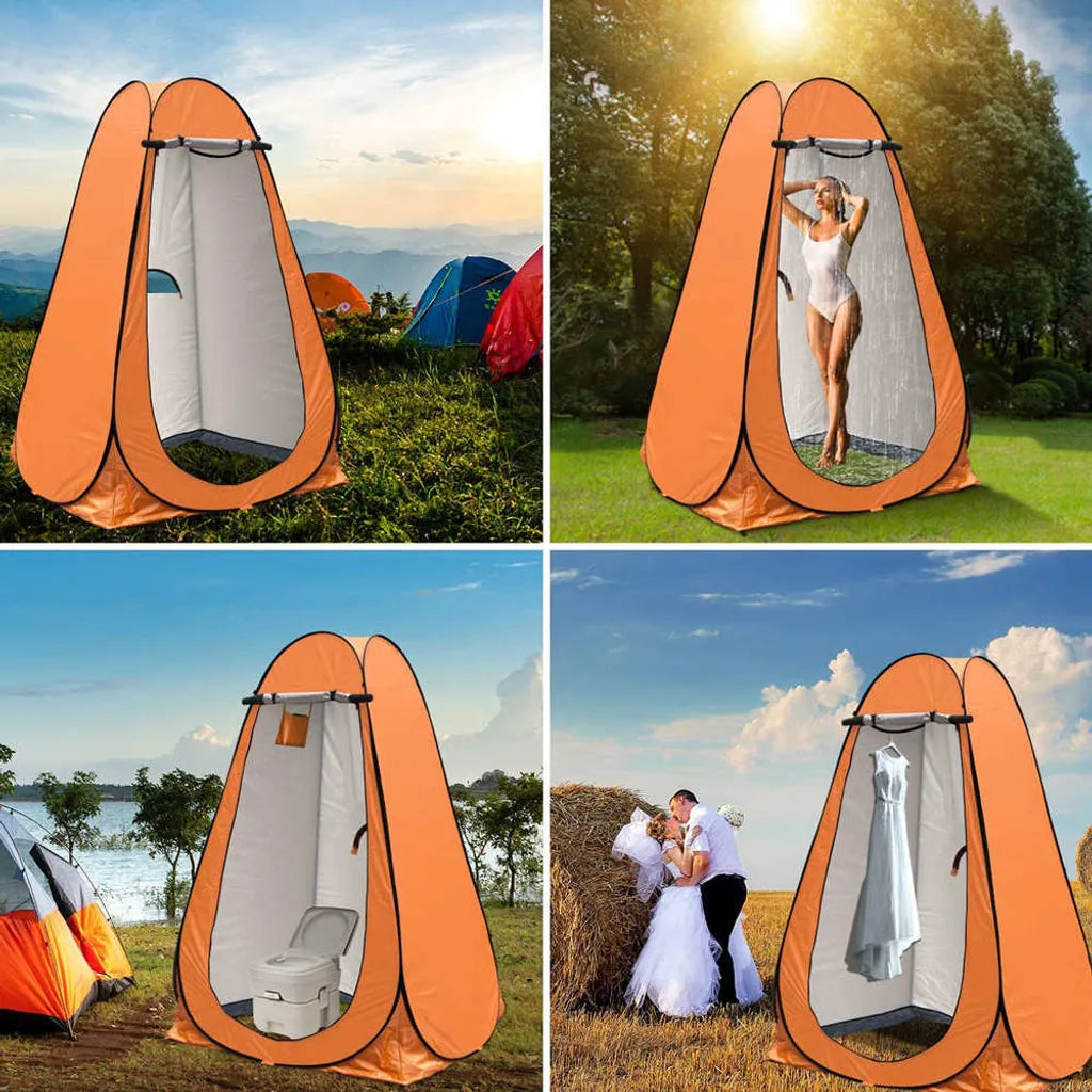  Duschzelt Toilettenzelt Umkleidezelt Camping Zelt Beistellzelt 150X150X190CM Orange