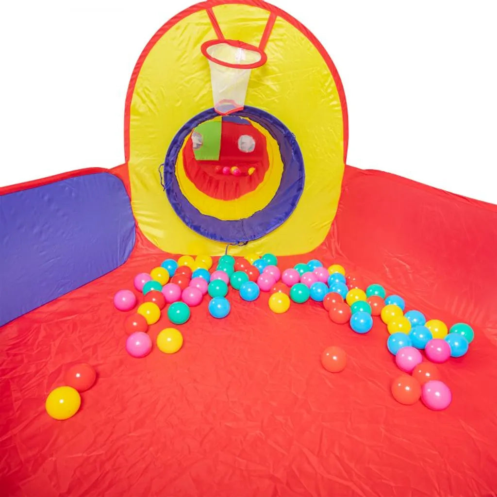 COIL Kinderspielzelt, Spielzelt - Trockenpool + 100 Bälle, Kinderzelt Mit Kriechtunnel, Bällebad, Teilhaus, Spielhaus, Mehrfarbig