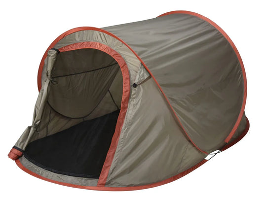  Pop Up Wurfzelt Für 2 Personen - 220 X 120 Cm / Braun - Camping Festival Automatik Trekking Zelt