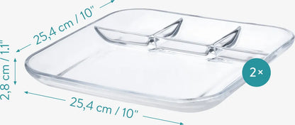  Navaris 2er Set Portionsteller Mit Unterteilung Aus Glas - 2x Geteilter Teller Für Portionskontrolle Mit 4 Fächern - Snack Plate Mit Trennwänden