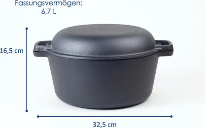  Hanseküche Gusseisen Topf – Bereits Eingebrannter Topf Zum Brot Backen Mit Ø 26 Cm – Hochwertiges 2in1 Set
