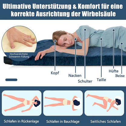  COSTWAY Isomatte Camping, Campingmatratze Aus Memory-Schaum, Leichte Schlafmatte Mit Flanellbezug, Inkl. Tragetasche, Gästematratze Für Reisen, Wandern, Zuhause, 183 X 62,5 X 6,5 Cm