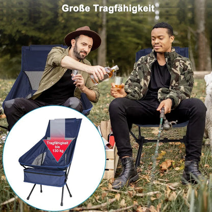  Campingstühle, Klappbarer Campingstuhl Mit Hoher Rückenlehne Und Tragetasche, Angelstuhl Für Sport Picknick Strand Wandern Camping, Klapp Stuhl Bis 130KG Belastbar
