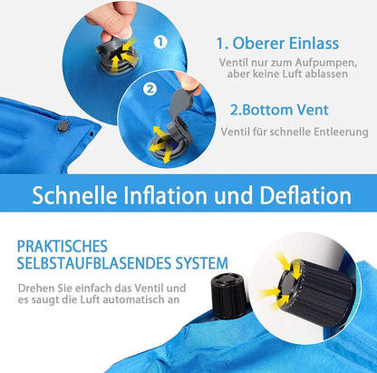  COSTWAY 2 Personen Campingmatte Mit Kissen Isomatte Selbstaufblasend Camping Matratze Für Camping Wandern Strand & Reisen 186x130x4cm