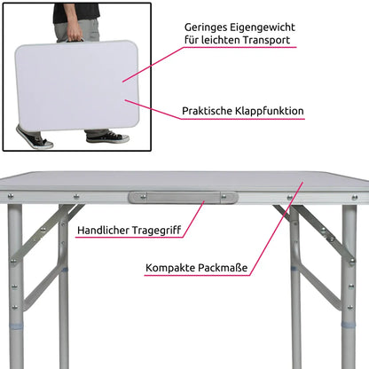  Tectake Camping Klapptisch Aus Aluminium 75x55x68cm - Grau