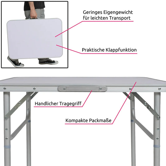  Tectake Camping Klapptisch Aus Aluminium 75x55x68cm - Grau