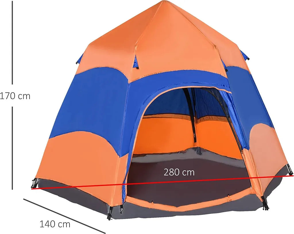 OUTSUNNY Quick-Up-Zelt Doppelwandzelt Outdoor Familienzelt Pop-Up Für 4–6 Personen 4 Jahreszeiten Wasserdicht