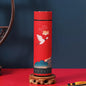  Fine Asianliving Insulated Water Bottle Stainless Steel 500ml Smart LED Temperature Touch Screen Red Cranes