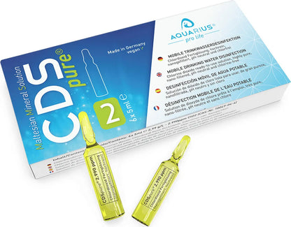  AQUARIUS Pro Life ® - CDSpure 6x5ml I Nanogefiltert & Hochrein I Chlordioxid-Fertiglösung (0,299%) In Klarglas Ampullen I 5 Jahre Ungekühlt Haltbar I 2990ppm I CDL Tropfen I Premium CDS I Das Original