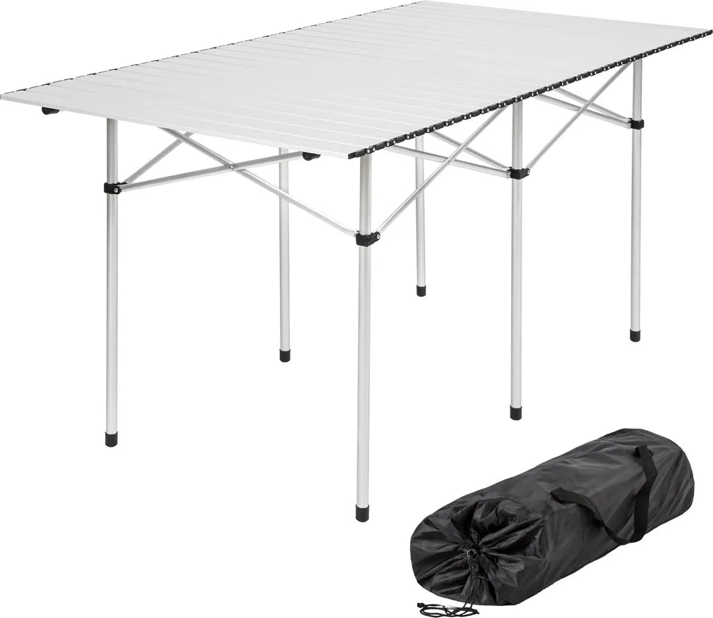  Tectake Camping Klapptisch Aus Aluminium Inkl. Tasche 140x70x70cm - Grau