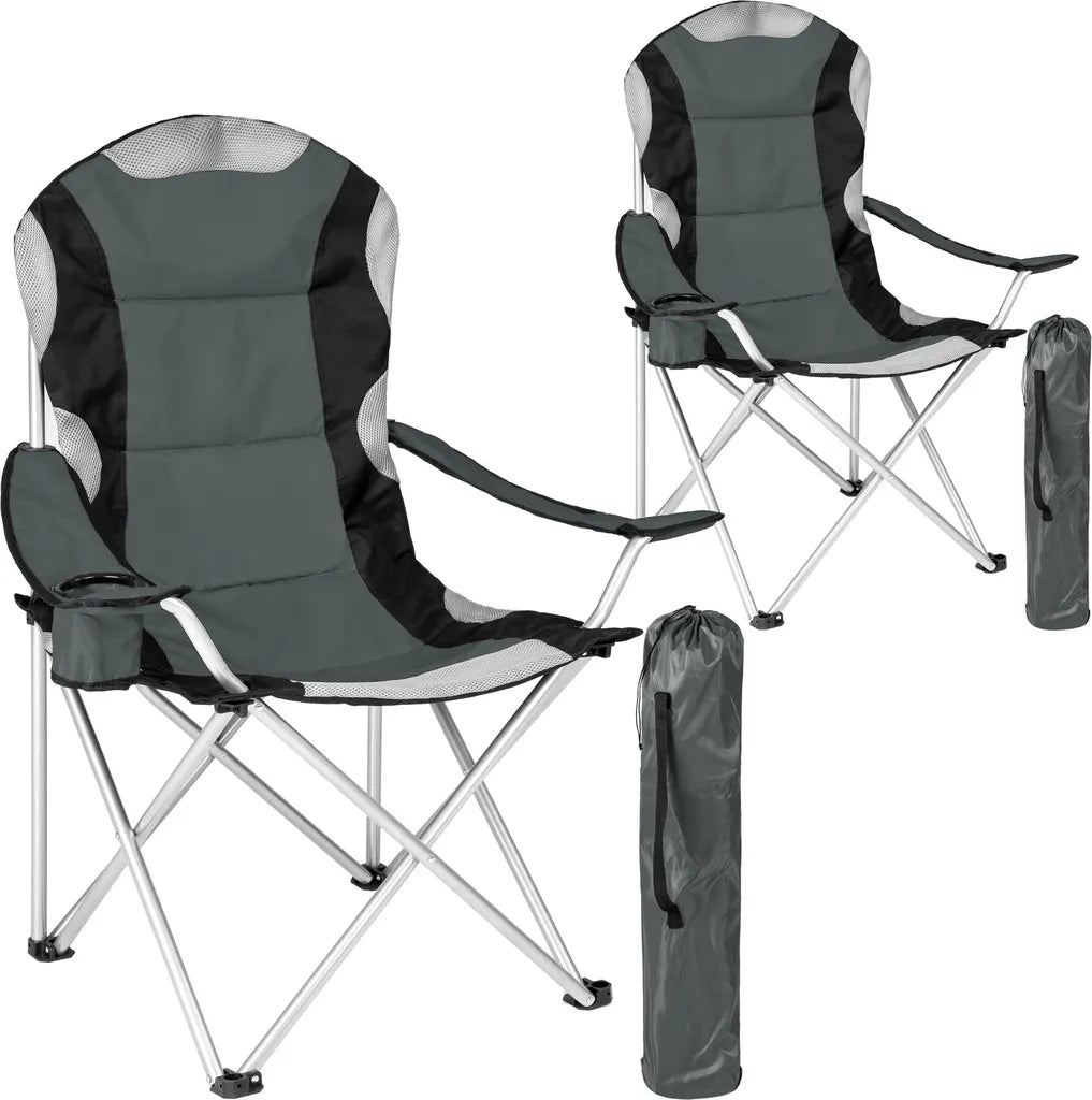  Tectake 2 Campingstühle Mit Polsterung - Grau