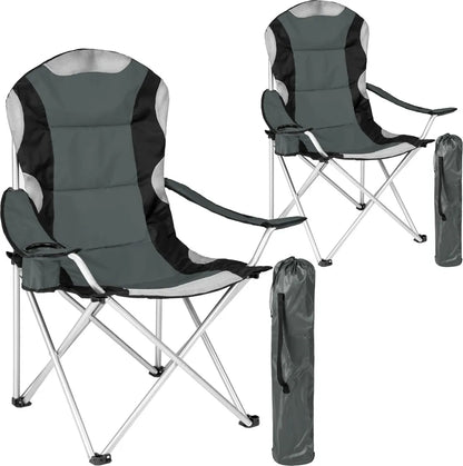  Tectake 2 Campingstühle Mit Polsterung - Grau
