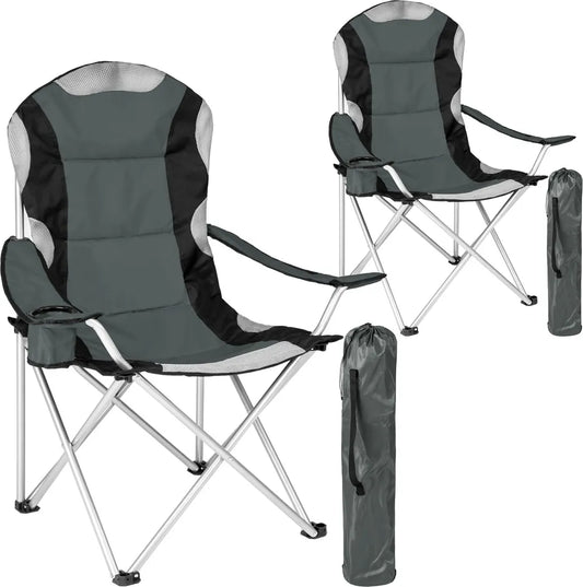  Tectake 2 Campingstühle Mit Polsterung - Grau