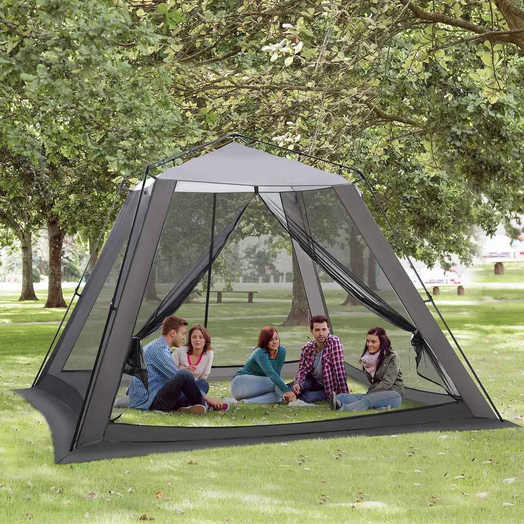  Outsunny Campingzelt Mesh Zelt Mit Netzwänden Moskitonetz Für 4-6 Personen Mit Tragetasche Für Angeln Camping Wandern Outdoor Polyester Stahl 309 X 309 X 218 Cm