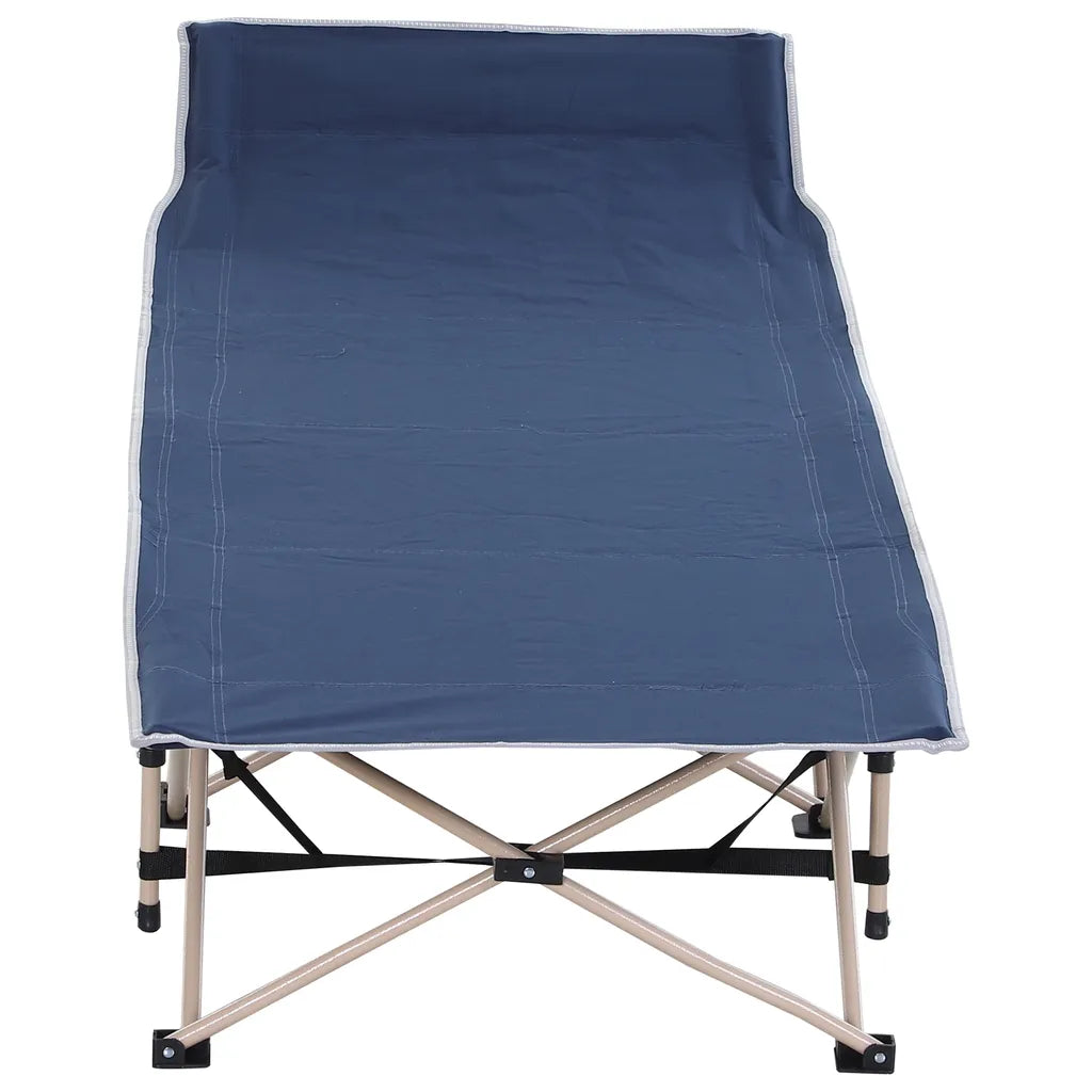  Outsunny Feldbett Mit Aufbewahrungstasche, Faltbares Campingbett, Campingliege, Inkl. Tragetasche, Stahl Oxford, Blau, 190 X 68 X 52 Cm