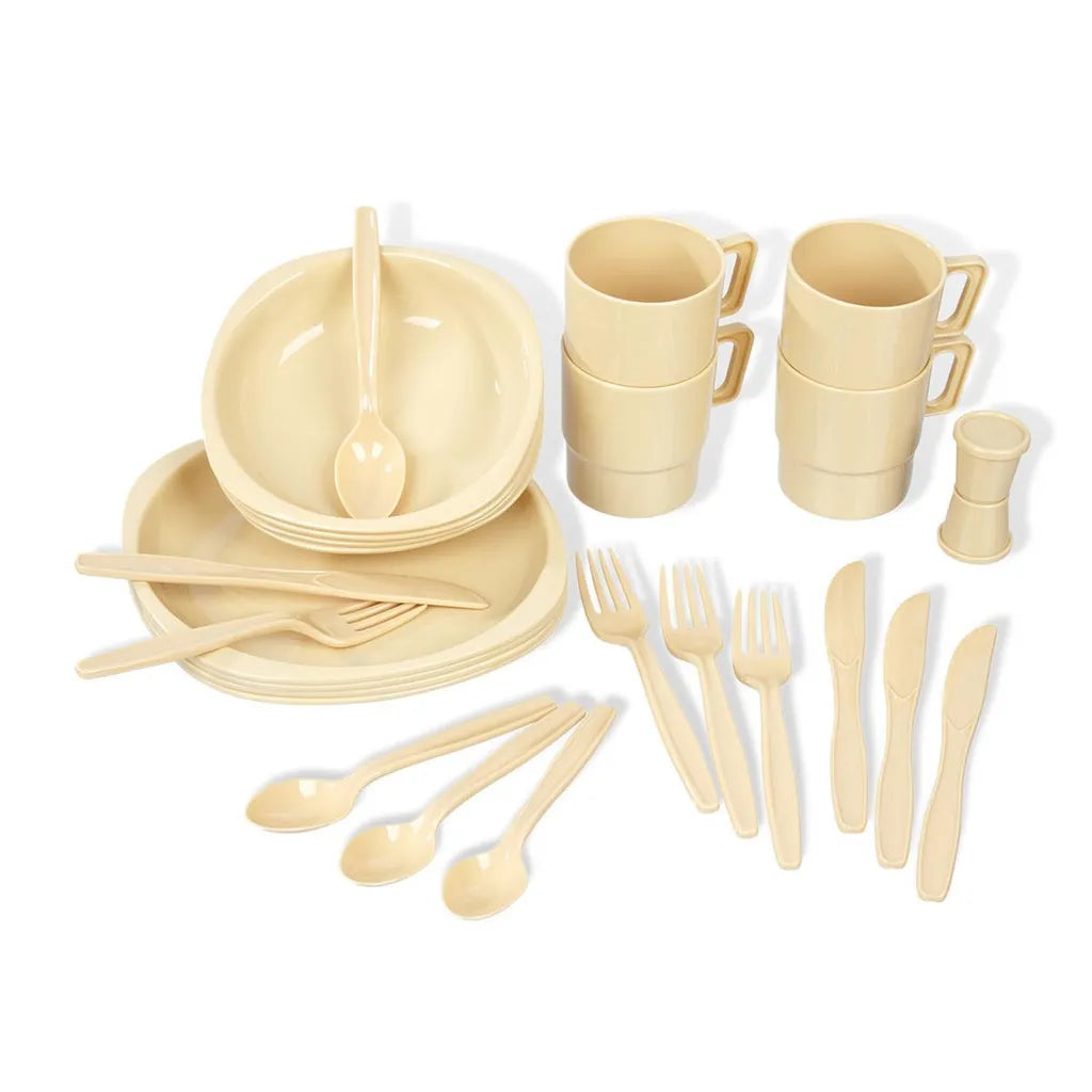  Black Snake® Camping Geschirrset | 26 Tlg. Bruchfestes Outdoor Geschirr- Und Besteckset Für 4 Personen | Beige