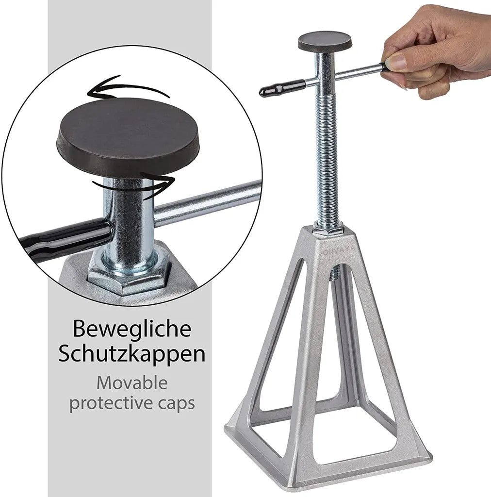  ONVAYA® Stützböcke Für Wohnwagen | Set Aus 2 Stück Wohnwagenstützen | Unterstellböcke Höhenverstellbar | Abstellböcke Wohnmobil | Aluminium | 900 Kg Pro Stütze