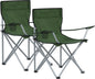 SONGMICS Campingstühle, 2er Set, Klappstühle, Outdoor-Stühle Mit Armlehnen Und Getränkehalter, Stabiles Gestell, Bis 120 Kg Belastbar, Grün GCB001C01