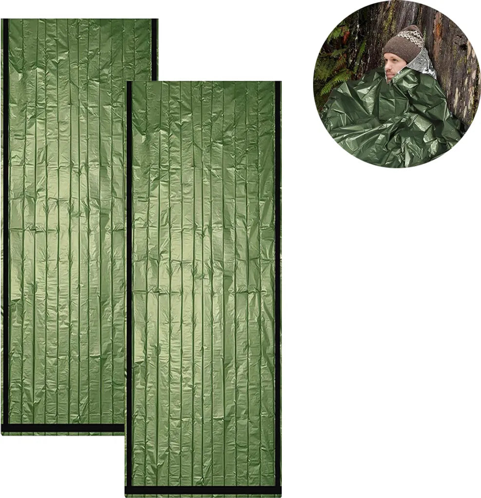  Notfall Überleben Schlafsack,Survival Biwaksack Erste Hilfe Rettungsdecken Wasserdicht Notfalldecke Warm Tube Zelt Ultraleicht Hitzeabweisend Kälteschutz Rettungszelt Für Outdoor(Grün)