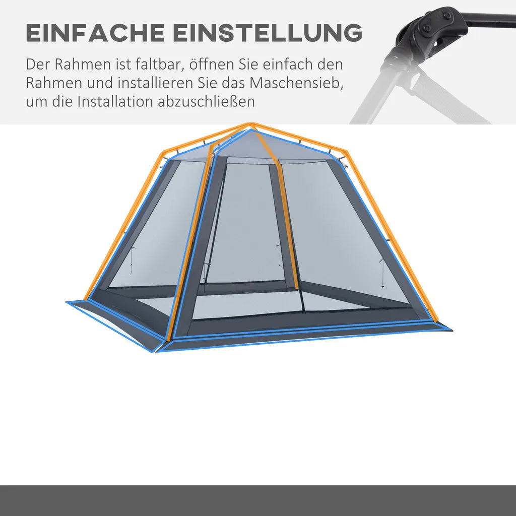  Outsunny Campingzelt Mesh Zelt Mit Netzwänden Moskitonetz Für 4-6 Personen Mit Tragetasche Für Angeln Camping Wandern Outdoor Polyester Stahl 309 X 309 X 218 Cm