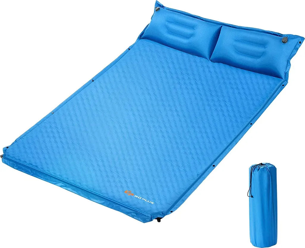  COSTWAY 2 Personen Campingmatte Mit Kissen Isomatte Selbstaufblasend Camping Matratze Für Camping Wandern Strand & Reisen 186x130x4cm