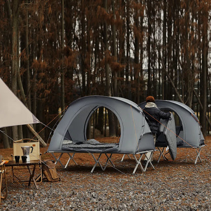  SoBuy OGS60-HG Feldbett Mit Zelt Feldbett 4in1-Zelt Mit Campingliege Schlafsack Wurfzelt Matratze Und Zubehör Zelt 1 Person 1 Mann Zelt