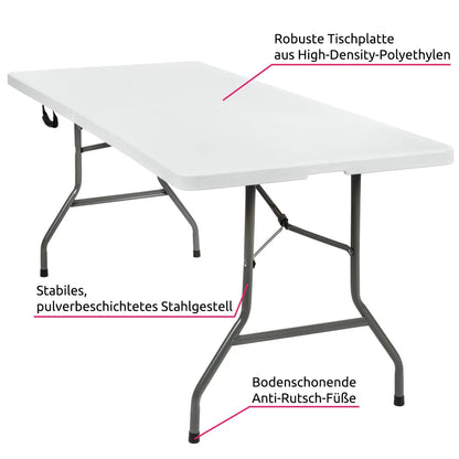  Tectake Camping Klapptisch 183x76x74cm - Weiß