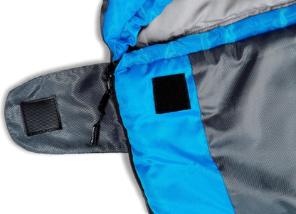  MOUNTREX® Schlafsack – Ultraleicht & Kompakt (850g) - Outdoor Sommerschlafsack - Mumienschlafsack (205x75cm) - Kleines Packmaß Und Leicht - Jugendliche Und Erwachsene + Bonus Reisekissen (Blau)