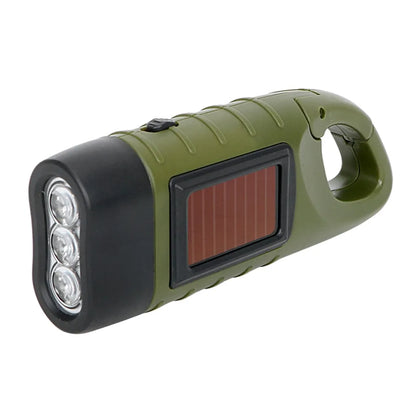  2x Handkurbel Solar Dynamo Taschenlampe Licht Outdoor Reise Notfall LED Taschenlampe, Grün