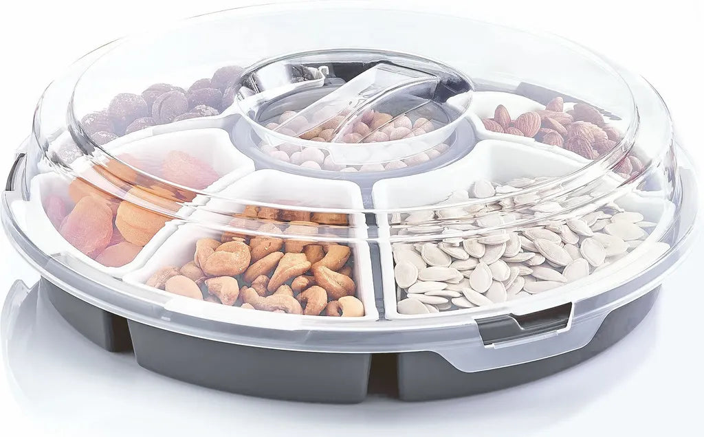  Transport Servierset Mit 6 Schalen - 33 Cm - Snack Dip Tapas Teller Servier Box Mit Deckel
