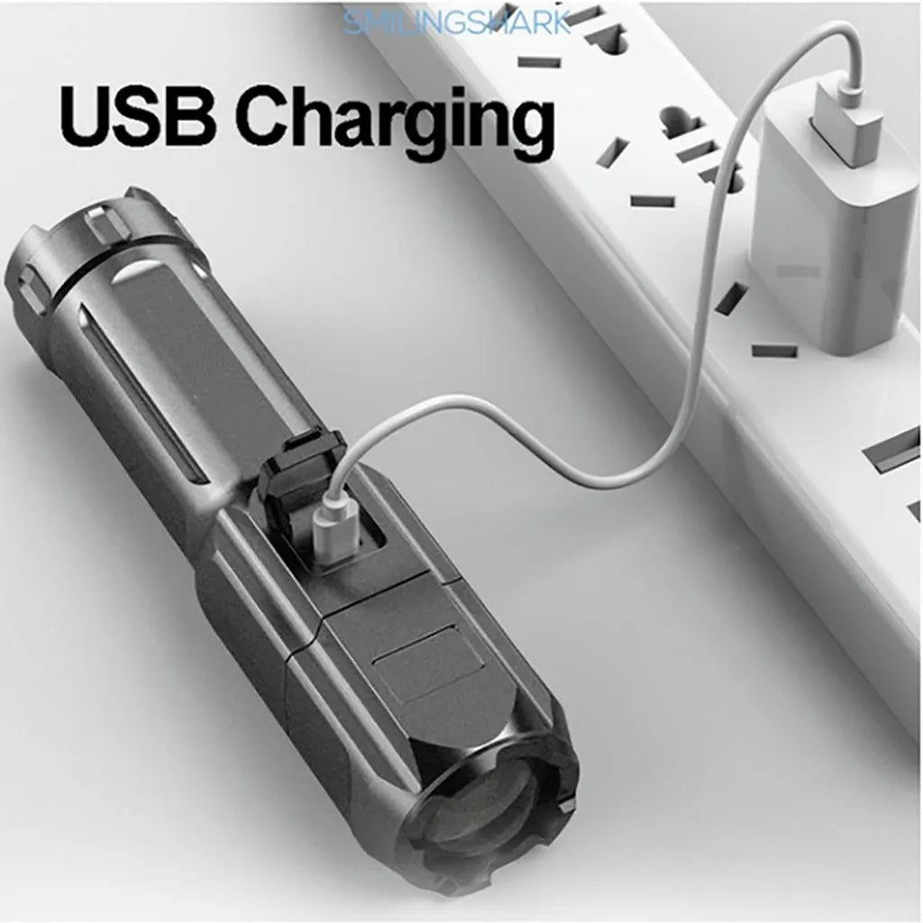  3-Modi Taschenlampe LED Leuchtweite Militär Taktische USB Zoom-Taschenlampe Licht Leistungsstarke Taktische Taschenlampe