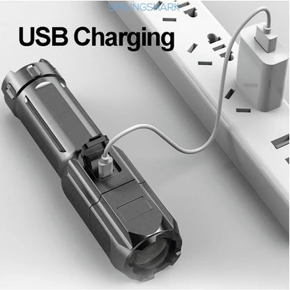 3-Modi Taschenlampe LED Leuchtweite Militär Taktische USB Zoom-Taschenlampe Licht Leistungsstarke Taktische Taschenlampe