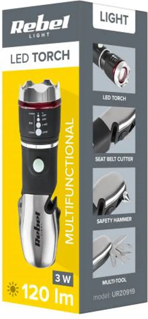 Rebel Multifunktionale Taschenlampe Multifunktionswerkzeug 8 Funktionen 3 Lichtmodi 3W 120 Lm Bis 80m Batteriebetrieben