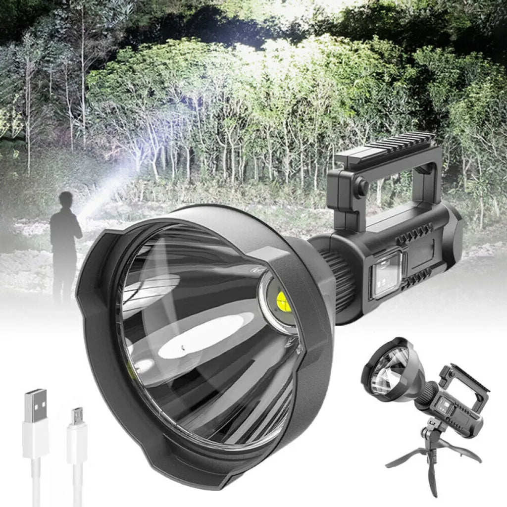  90000 Lumens Wiederaufladbare LED Scheinwerfer Taschenlampe Suchscheinwerfer Mit Stativ & USB-Ausgang