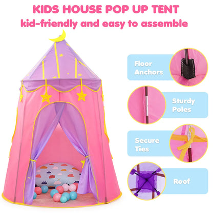  Kinderspielzelt Indisch Kinderzelt,Spielzelt Prinzessin Traum Schloss Burg Haus Für Mädchen, Im Kinderzimmer, Indoor/innen/außen/draußen,（Pink + Lila）