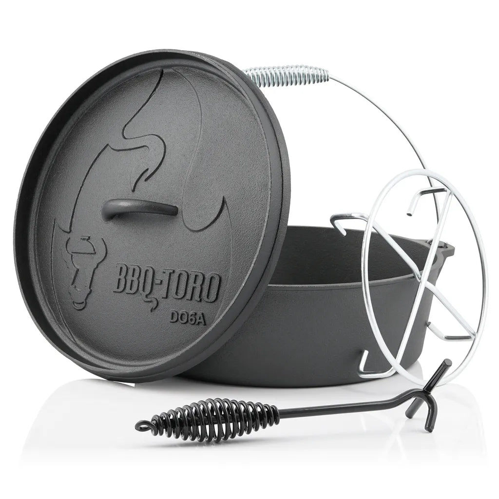  BBQ-Toro Dutch Oven DO6AX, 5,5 L Alpha Gusseisen Kochtopf, Gusstopf