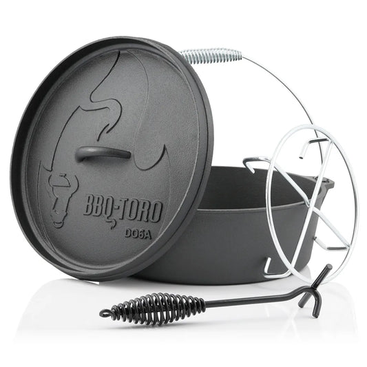  BBQ-Toro Dutch Oven DO6AX, 5,5 L Alpha Gusseisen Kochtopf, Gusstopf