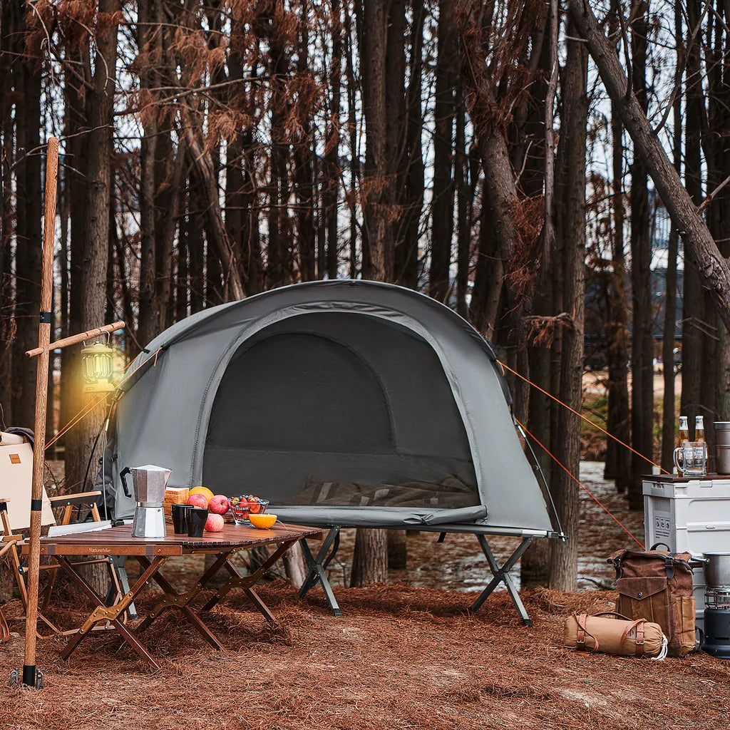  SoBuy OGS60-HG Feldbett Mit Zelt Feldbett 4in1-Zelt Mit Campingliege Schlafsack Wurfzelt Matratze Und Zubehör Zelt 1 Person 1 Mann Zelt