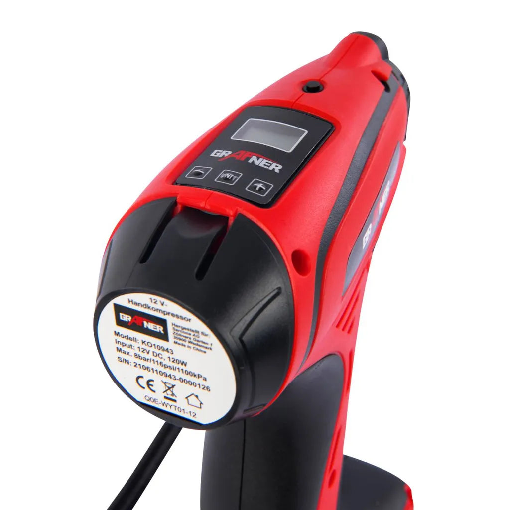  Grafner® 12V Kompressor Handkompressor Mit Digitaler Druckanzeige Elektrische Luftpumpe KO10943