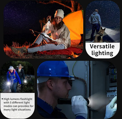  10000 Lumen Taschenlampe, LED Taschenlampe Extrem Hell 5000mAh USB Aufladbar 26650 Batterie Enthalten, 5 Lichtmodi, Zoombar, Lange Arbeitszeit Taktische Taschenlampe