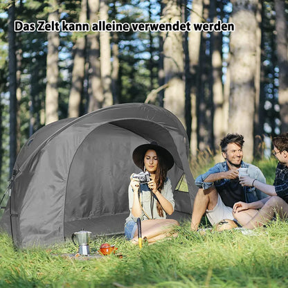 COSTWAY 4in1 Campingzelt Set Faltbar Für 1 Personen Mit Aufblasbare Matratze Tragetasche Abdeckung & Erhöhtem Campingbett & Zelt Kuppelzelt 120kg Belastbar
