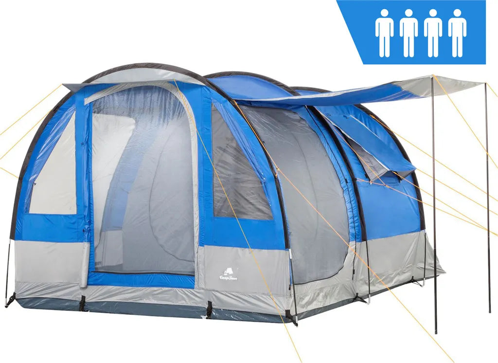  CampFeuer Zelt Smart Für 4 Personen | Blau/Grau, Tunnelzelt 2000 Mm Wassersäule